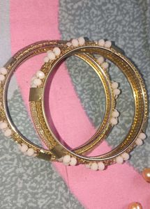*Gold-Toned Pearl Bangles*