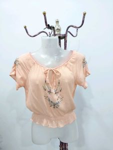 Embroidery Cinched Top