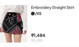 Embroidered Velvet Mini Skirt