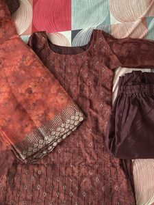 Elegant Brown Salwar Kameez Set