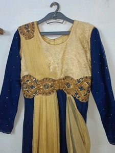 Elegant Blue &amp; Golden Gown