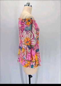 New Off Shoulder Floral Top With Trim