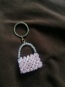 mini beaded bag keychain