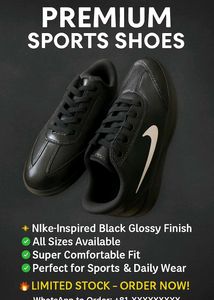 Black Glossy Sports Shoes