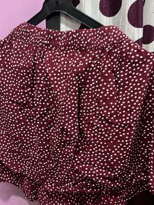 Maroon Polka Dot Mini Skirt