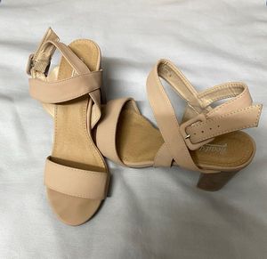 Nude Solid Sandal Heels