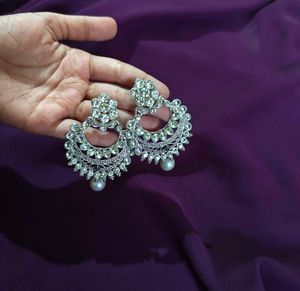 Elegant Silver-Toned Statement Earrings