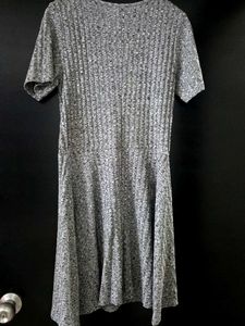 Gray Ribbed Knit Dress