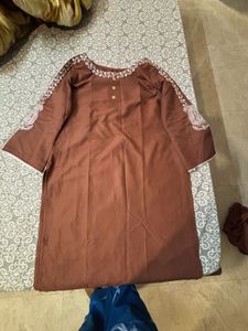 Brown Embroidered Kurta
