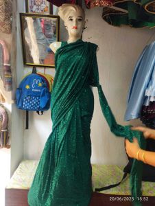 Green Sequin Saree