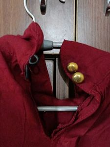 Maroon Pearl-Embellished Tunic Top