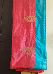 Blue Pink Combination Soft Silk Saree