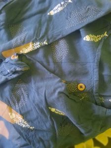 Navy Blue Colour Top Cotton Blend 3 Four Sleeves