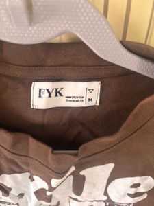 Brown Graphic Print Crop Top