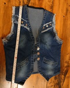 Denim Vest with Fringe &amp; Studs