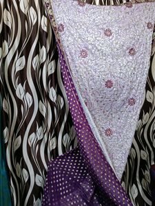 Double Color Saree Heavy Work With Sequence