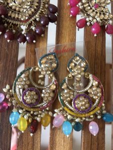 Colorful Fashion Earrings for ethnic wear set of 3