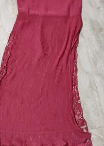 Dark Peach Naira Cut Kurti Set