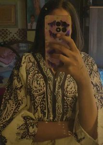 Boho Blue &amp; White Kaftan Dress