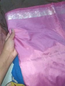 Pure Pink Silk Saree For Making Suit