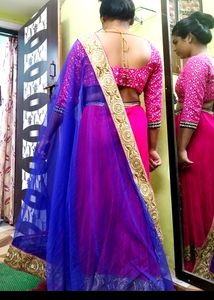 Pink&amp; Blue 🩷💙 Colour Lahenga Choli Set With Heav