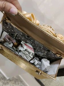 Gold Beaded Handle Clutch