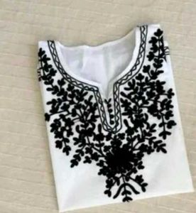 Bhai title  ✨ Elegant Black &amp; White Cotton Kurti �