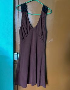 Brown Lace Detail Dress