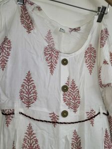 Floral Print Short Kurti With ties Knot