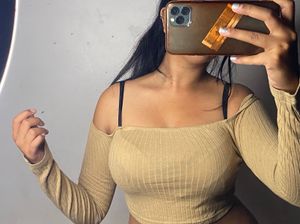 Shein Beige Fittied Crop Top