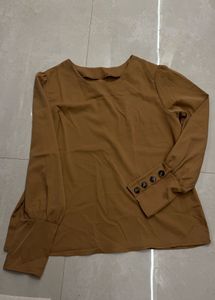 Elegant Brown Long Sleeve Top