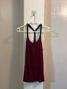 Burgundy Tank Top with Harness Detail