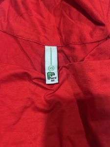 a red drape top