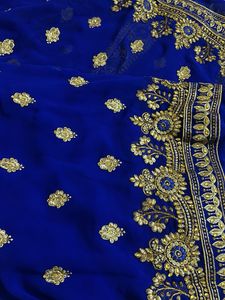 Elegant Blue &amp; Gold Saree