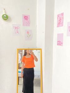 Orange Ribbed Crop Top