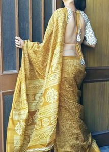 Cotton saree With Attached Blouse Piece