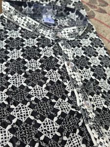 Black &amp; White Embroidered Kurta