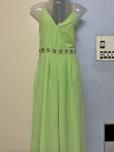 branded Lime Green Embellished Jumpsuit