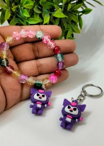 Kuromi Handmade Charm Bracelet &amp; Keychain