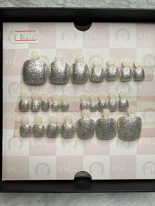 Silver Press On Nails 4 Ur Beautiful Toes- Legs