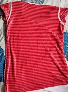 Striped Orangish Velvet Top