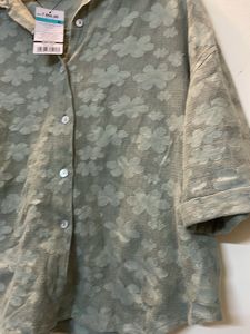 Green Cotton Schiffled Top Ladies