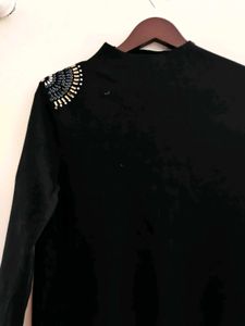 Winter Black Embellished Dress
