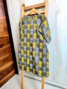 Grey Floral Print kurti size-34