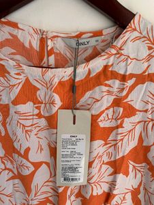 Only Brand Floral Printed Orange Top For Women