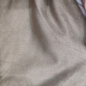 Tan Brown Psuede Skirt With Fringes