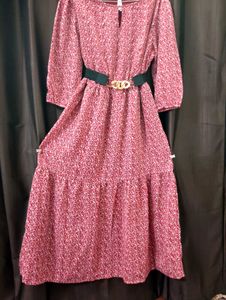 Beautiful Red Flower printed daily wear Gown
