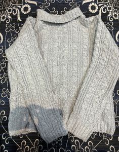 Gray Cable Knit Turtleneck