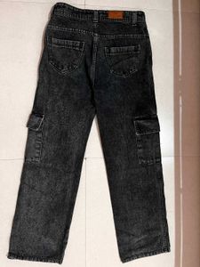 Charcoal Grey Unisex 6 Pockets Cargo Jeans