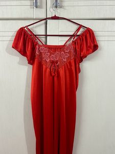 Designer Red Nighty With Overcoat